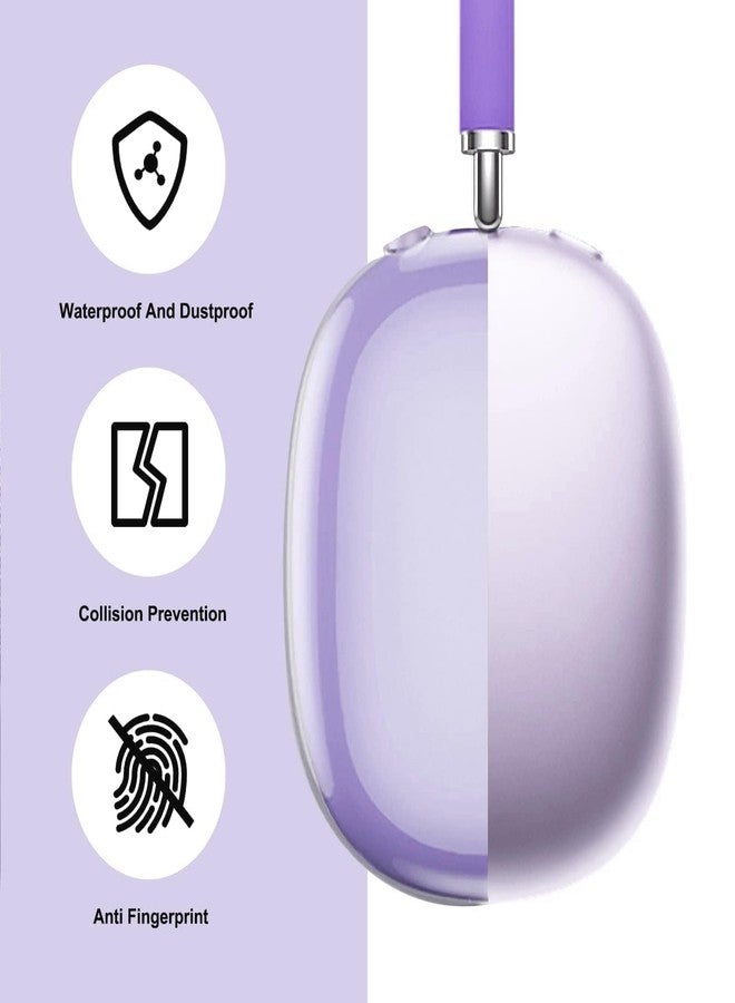 MOLOPPO Case Cover for AirPods Max Headphones, Silicone Ear Pad/Headband Cover/Clear Soft TPU Ear Cups, [3 in 1] Accessories Protector for Apple for AirPod Max (2024/2020),Purple - Image 2